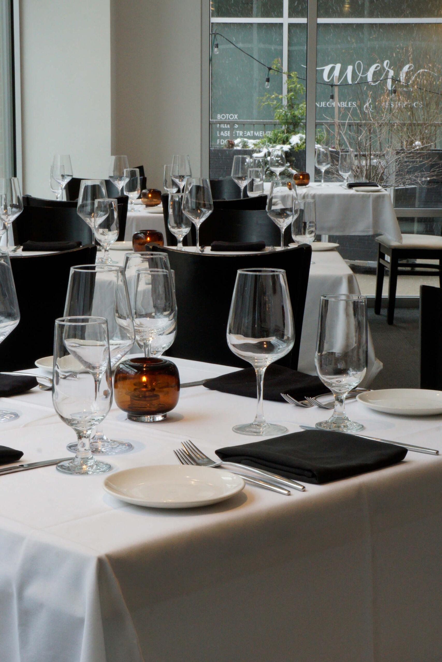 Elegant Dining Room Table Settings at Senti Restaurant, Pittsburgh, PA